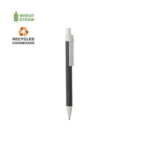 SALCEN, ручка шариковая, рециклированный картон, пластик с пшеничным волокном (чёрный)