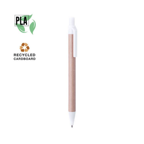 Ручка шариковая VATUM, белый, переработанный картон, PLA-полимолочная кислота, 13,7 см (белый)