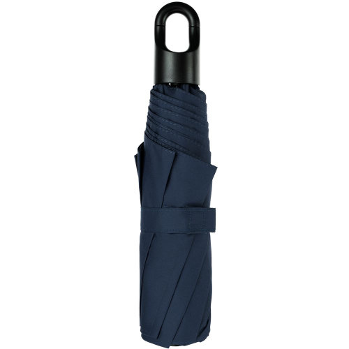 Зонт складной Clevis с ручкой-карабином, темно-синий