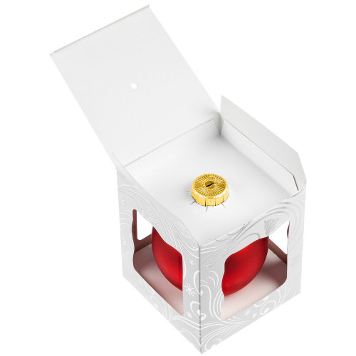 Елочный шар Gala Night Matt в коробке с тиснением, красный, 8 см