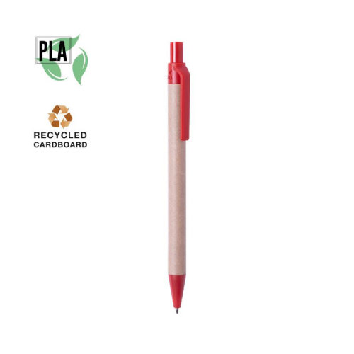 Ручка шариковая VATUM, красный, переработанный картон, PLA-полимолочная кислота, 13,7 см (красный)