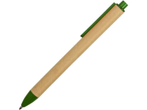 Ручка картонная пластиковая шариковая Эко 2.0, бежевый/зеленый