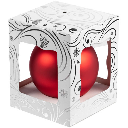 Елочный шар Gala Night Matt в коробке с тиснением, красный, 8 см