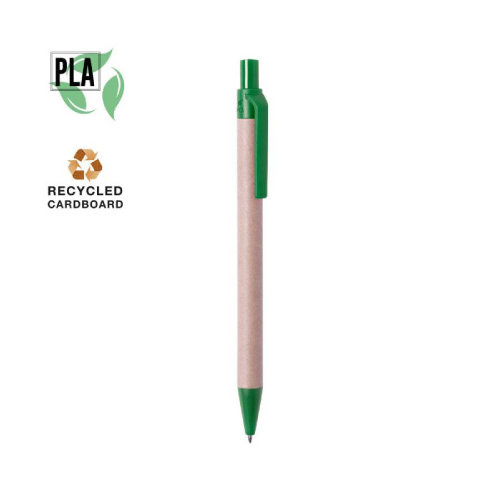 Ручка шариковая VATUM, зеленый, переработанный картон, PLA-полимолочная кислота, 13,7 см (зеленый)
