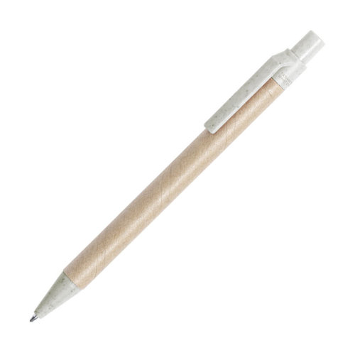 Ручка шариковая DESOK, бежевый, переработанный картон, пшеничная солома, ABS пластик, 13,7 см (бежевый)