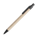 Ручка шариковая DESOK, черный, переработанный картон, пшеничная солома, ABS пластик, 13,7 см (чёрный)