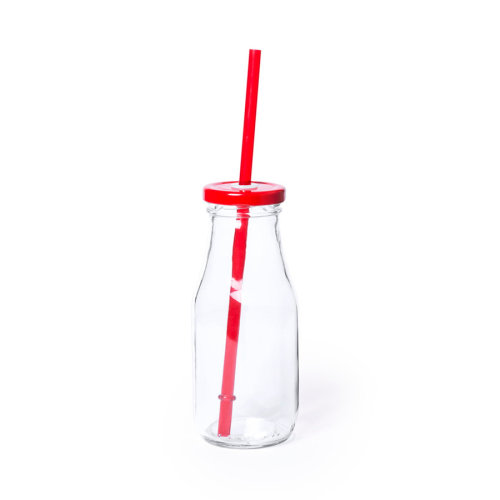 Бутылка ABALON с трубочкой, 320 мл (прозрачный, красный)